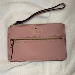 Kate Spade Blush Pink Wristlet with Gold Accents